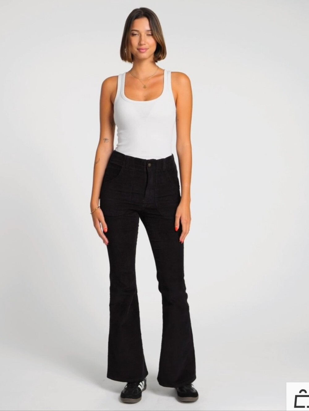 Hammies Black Corduroy Bell Bottom Flare Pants Size 28 Retro 70s